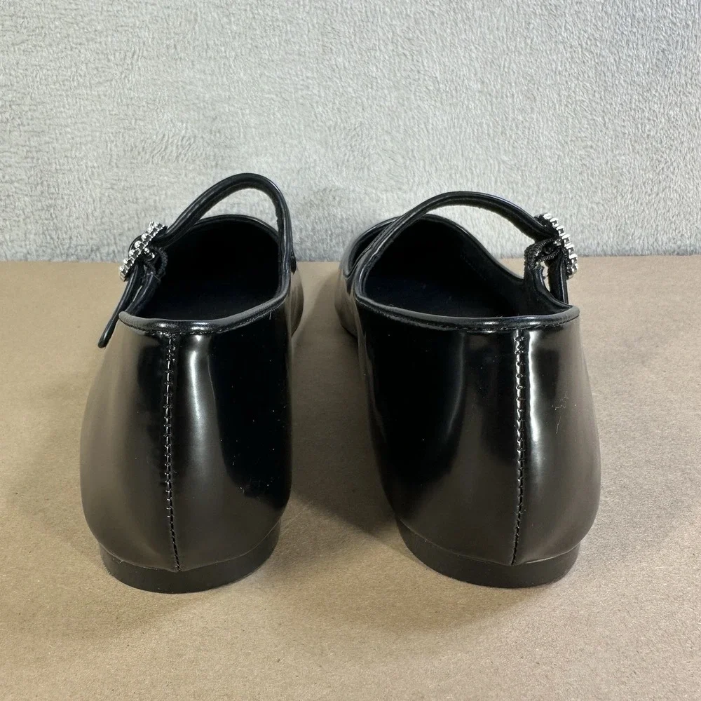 J Crew Black Mary Jane Flats‎ Round Toe Sparkle Buckle Women's US 6.5 M